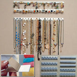 elvesmall  9Pcs Adhesive Jewelry Hooks Stand Wall Mount Storage Holder Organizer Earring Ring Necklace Hanger Holder Jewelry Display Stand