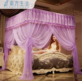 elvesmall Luxury Princess Canopy Bed Curtains 3 Side Openings HomeBed Curtain Netting Mosquito Net Bedding No Bracket