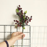 elvesmall 5 Fork Single Red Berry DIY Christmas Decorations For Home Wedding Party Decoration Artificial Flower Berry Fake Flower Branch