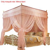elvesmall Four-Cornered Mosquito Net Pink Bed Canopy Princess Queen Mosquito Bedding Net Bed Tent Floor-Length Curtain 2mx2mx1.5m No Stand