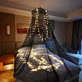 elvesmall Mosquito Net for Bed,Dream Bedspread with 100 Led Lights,Large Hanging Canopy Bed Curtain Dome Netting for home room decor
