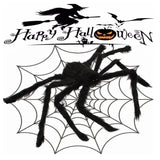 elvesmall  30cm/75cm/125cm Horror Giant Black Plush Spider Halloween Party Decoration Props Haunted House Prop Indoor Outdoor Giant Decor