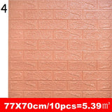 elvesmall  10pcs 3D Wall Sticker Imitation Brick Bedroom Decoration Waterproof Self Adhesive Wallpaper for Living Room Kitchen TV Backdrop