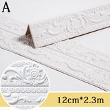 elvesmall 3D Foam Wall Edge Strip Stickers Self Adhesive Waterproof Ceiling Decoration Baseboard Corner Waist Line Sticker