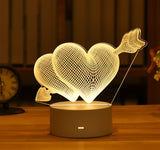 elvesmall Love 3D Lamp Acrylic LED Night Light Valentines Day Gift Wedding Decoration Baby Shower Kids Birthday Party Christmas New Year