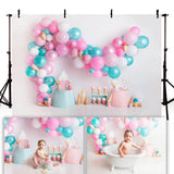 elvesmall Newborn kids Portrait cake smash Photography Backdrop 1st Birthday spring floral pink balloons birdcage photo background studio