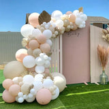 elvesmall Brown Apricot WhiteBalloon Arch Kit Wedding Birthday Party Decor Kids Baby Shower Latex Ballon Chain Wedding Party Supplies