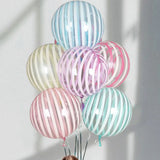 elvesmall 5pcs 18 Inch Pastel Candy Balloons Round Helium Clear Crystal Striped Bubble Balloons Baby Shower Birthday Party Wedding