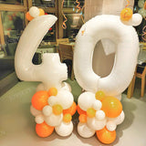 elvesmall 40inch Number Foil Balloon Adult Kids Birthday Balloons Set Orange Theme Happy Birthday Party Baby Shower Decoration Air Globos