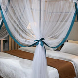 elvesmall Princess Canopy Bed Curtains 4 Corner 3 Side Openings Post Bed Curtain Canopy Netting Mosquito Net Bedding No Bracket