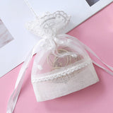 elvesmall 20pcs Baby Shower Packaging Petal Lace Jewelry Gift Bag Candy Dragee Drawstring Bag Wedding Gifts Bonbonniere Cookie Container