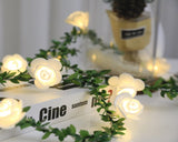 elvesmall 1.5/3/6M Rose LED Fairy String Lights Battery Powered Flower Garland For Wedding Valentine's Day Event Party Garland Decoration