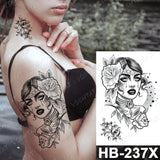 Waterproof Temporary Tattoo Sticker Old School Prajna Demon Knife Fake Tattoos Snake Rose Body Art Arm Fake Tatoo Women Men