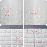 elvesmall  10pcs 3D Wall Sticker Imitation Brick Bedroom Decoration Waterproof Self Adhesive Wallpaper for Living Room Kitchen TV Backdrop