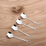 elvesmall  10Pcs Stainless Steel Heart Shape Coffee Spoons Kitchen Accessories Sugar Stirring Spoons Dessert  Dinnerware Wedding Gift Favor