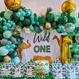 elvesmall 40pcs Green Balloons Set Chrome Metallic Confetti Ballon Jungle Safari Animal Birthday Party Decoration Wedding Balloon Garland