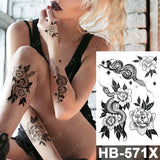 Waterproof Temporary Tattoo Sticker Old School Prajna Demon Knife Fake Tattoos Snake Rose Body Art Arm Fake Tatoo Women Men