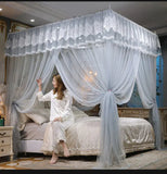 elvesmall Hot Sale Luxury Palace Mosquito Net Double  Princess Bed Curtain Household Three-door Mosquito Net Pattern Net Without Bracket