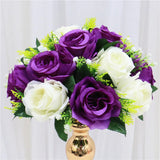 elvesmall  Cheap Artificial Flower Ball Plastic Green Mesh Base Silk Table Centerpieces For Wedding Decor Party Road Lead Flower Bouquets