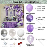 elvesmall Macaron Purple Balloons Garland Chain Wedding Birthday Decoration Pearl White Macaron Lilac Ballon Arch DIY Baby Shower Decor