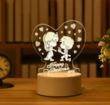 elvesmall Love 3D Lamp Acrylic LED Night Light Valentines Day Gift Wedding Decoration Baby Shower Kids Birthday Party Christmas New Year