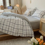 elvesmall Nordic Duvet Cover and Bedsheet 220x240 Quilt Cover Fashion 150x200 Duvet Cover Fashion Luxury Bedding Set Soft Plaid Bed Linen