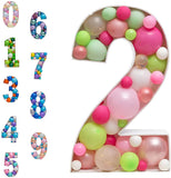 elvesmall Diy Balloons Numbers Mosaic Balloon Filling Box Mosaic Number Alphabet Frames Balloon Decoration Baby Party Anniversary Decor