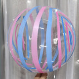 elvesmall 5pcs 18 Inch Pastel Candy Balloons Round Helium Clear Crystal Striped Bubble Balloons Baby Shower Birthday Party Wedding