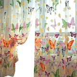 elvesmall 1PC Tulle Curtain For Bedroom Kitchen Kids Room Decoration Louver Window Treatments Romantic Butterfly Pattern Sheer Drape