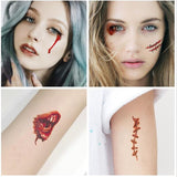 elvesmall 30pcs/pack Halloween Tattoo Stickers Simulation Horror Bleeding Suture Scars Stickers DIY Halloween Decoration Party Supplies-S