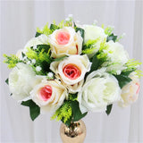 elvesmall  Cheap Artificial Flower Ball Plastic Green Mesh Base Silk Table Centerpieces For Wedding Decor Party Road Lead Flower Bouquets