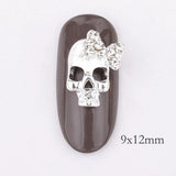 elvesmall 10 Pcs Gold silver Skull 3D Nail Art Decorations,Alloy Halloween Nail Charms Jewelry for Nail Polish Tools QB082-083