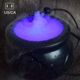 elvesmall Halloween Witch Pot Smoke Machine Fog Maker Water Fountain Fogger Color Changing Fog Machine Party Prop Halloween Decoration