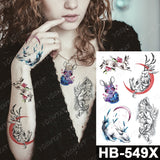 Waterproof Temporary Tattoo Sticker Old School Prajna Demon Knife Fake Tattoos Snake Rose Body Art Arm Fake Tatoo Women Men