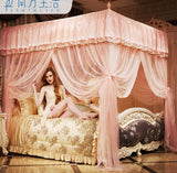 elvesmall Luxury Princess Canopy Bed Curtains 3 Side Openings HomeBed Curtain Netting Mosquito Net Bedding No Bracket