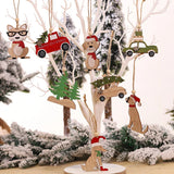 elvesmall Car Ornaments Small Christmas Tree Hanging Wooden Pendants Elk Cartoon Animal Ornaments 2025 New Christmas Holiday Decorations