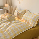 elvesmall Nordic Duvet Cover and Bedsheet 220x240 Quilt Cover Fashion 150x200 Duvet Cover Fashion Luxury Bedding Set Soft Plaid Bed Linen