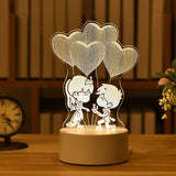 elvesmall Love 3D Lamp Acrylic LED Night Light Valentines Day Gift Wedding Decoration Baby Shower Kids Birthday Party Christmas New Year