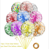 elvesmall 12 Inch 10pcs Transparent Balloon Confetti Helium Baby Shower Birthday Party Wedding Decoration  Sequins