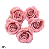 elvesmall 5/10pcs Artificial Rose Head Silk Leaves Flower For Home Wedding Party Gift Box Decoration Fake Flower DIY Christmas Wreath 10cm