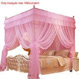 elvesmall Four-Cornered Mosquito Net Pink Bed Canopy Princess Queen Mosquito Bedding Net Bed Tent Floor-Length Curtain 2mx2mx1.5m No Stand