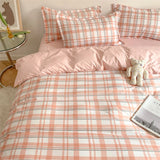 elvesmall Nordic Duvet Cover and Bedsheet 220x240 Quilt Cover Fashion 150x200 Duvet Cover Fashion Luxury Bedding Set Soft Plaid Bed Linen