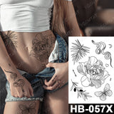 Waterproof Temporary Tattoo Sticker Old School Prajna Demon Knife Fake Tattoos Snake Rose Body Art Arm Fake Tatoo Women Men