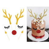 elvesmall 1Set Cute Elk Cake Topper Christmas Cake Toppers Decoration for Home Navidad New Year Decor Kids Birhtday Party Supplies