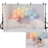 elvesmall Newborn kids Portrait cake smash Photography Backdrop 1st Birthday spring floral pink balloons birdcage photo background studio