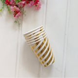 elvesmall 8pcs Golden Cup Party Paper Disposable Tableware Birthday Party Dinner Plate Polka Dot Striped Cup