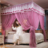 elvesmall Luxury Princess Canopy Bed Curtains 3 Side Openings HomeBed Curtain Netting Mosquito Net Bedding No Bracket