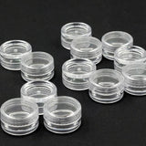 elvesmall 50pcs 2.5ML Transparent Empty Storage Boxes Round Container Nails Art Rhinestone Beads Earring Gems Display Case Box
