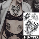 Waterproof Temporary Tattoo Sticker Old School Prajna Demon Knife Fake Tattoos Snake Rose Body Art Arm Fake Tatoo Women Men