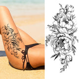 elvesmall Women's Fashion Flower Temporary Tattoos Sticker Fake Rose Feather TatooS Decal Waterproof Body Art Legs Arm Tatoos For Women